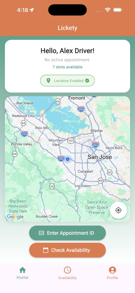 Home and Availability tab